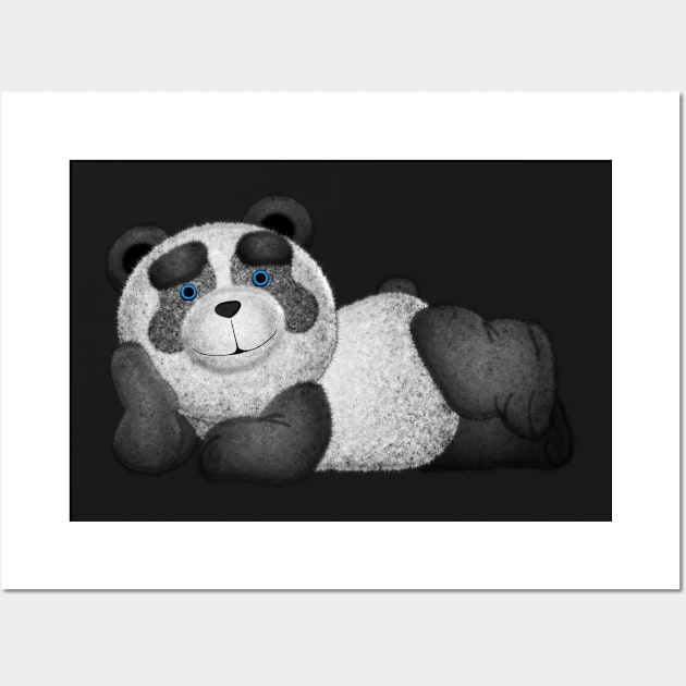 Panda Laying down Fluffy mode blue Eyes Wall Art by Ratherkool